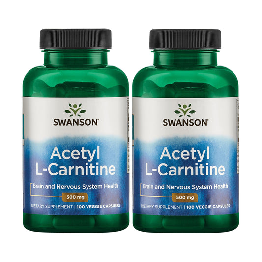 Front view of Swanson Acetyl-L-Carnitine 100 veggie capsules bottle