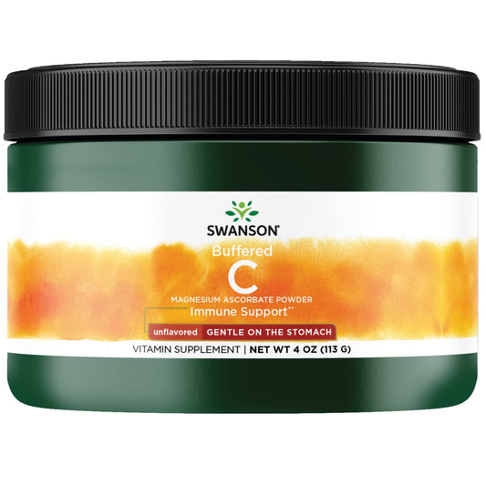 Swanson Buffered C Magnesium Ascorbate Unflavored 4 oz bottle front label