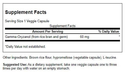 Close-up of Swanson Gamma Oryzanol Rice Bran capsules bottle