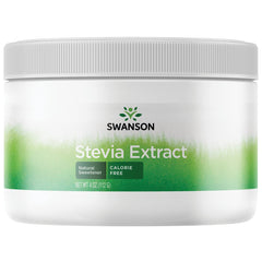 Front view of Swanson Stevia Ext Powder 4 oz bottle