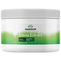 Close-up of Swanson Stevia Ext Powder label