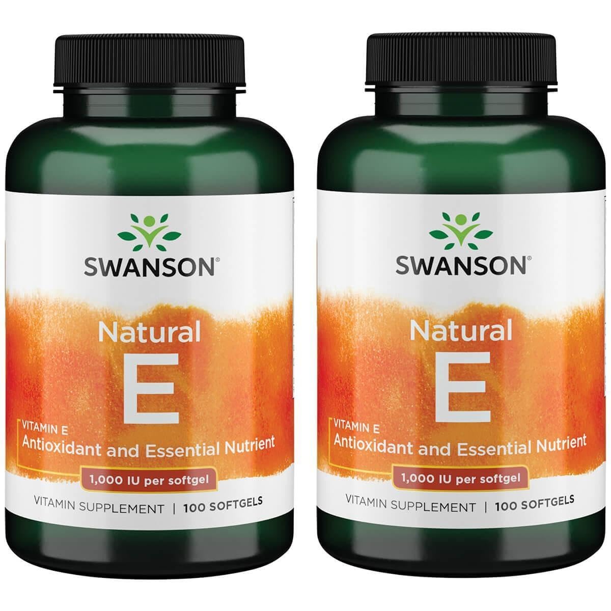Swanson Vitamin E 1000 IU softgels – natural D-Alpha Tocopherol, 2-pack