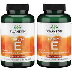 Swanson Vitamin E 1000 IU softgels – natural D-Alpha Tocopherol, 2-pack