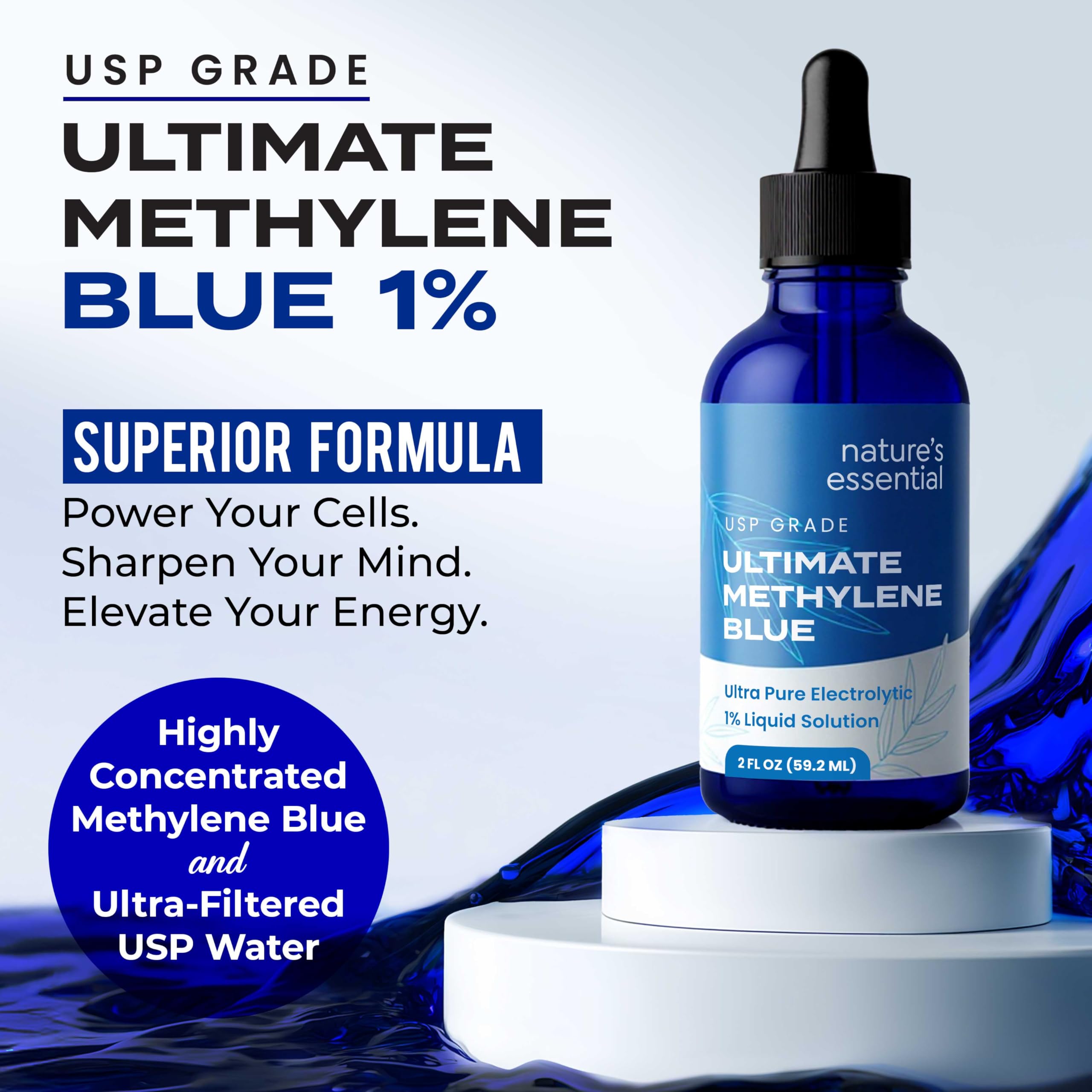 2oz glass bottle of Sweat & Soul methylene blue