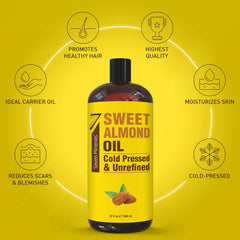 Label showing 100 percent pure Prunus Amygdalus Dulcis oil