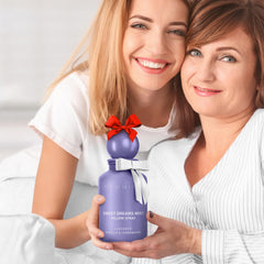 Calming bedroom scene with spray bottle on pillow
