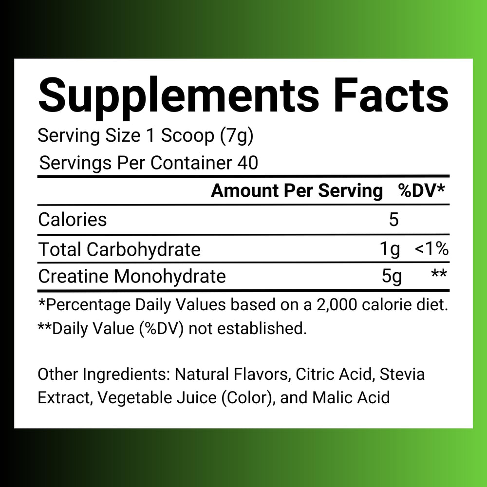 10oz bottle of SweetCre Creatine Monohydrate with Fruit Punch flavor
