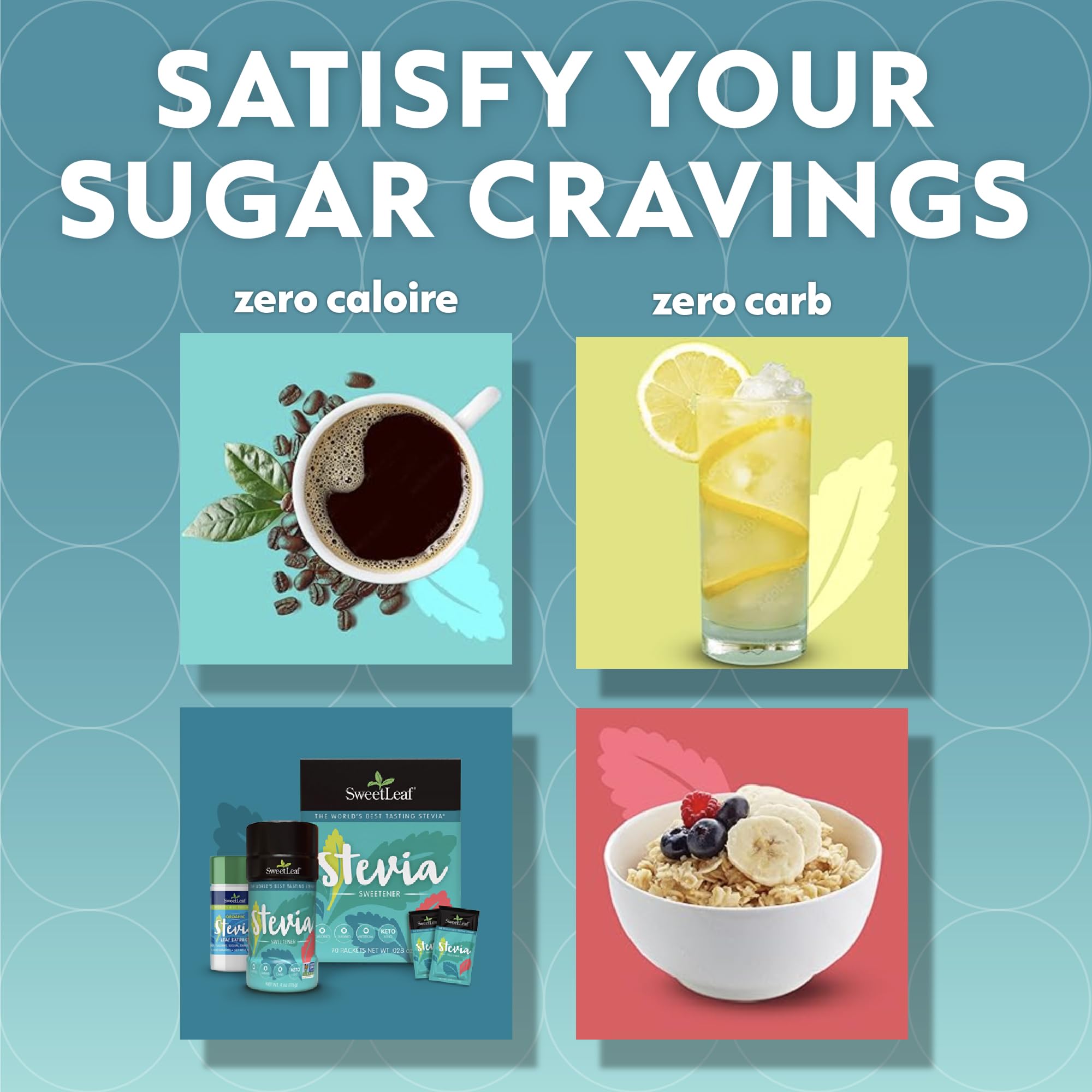 Keto-friendly zero-calorie stevia powder packets