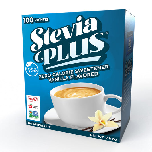 Front view of SweetLeaf Stevia Plus Vanilla Packets