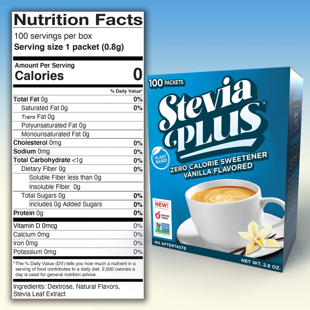 SweetLeaf Stevia Plus Vanilla Packets packaging