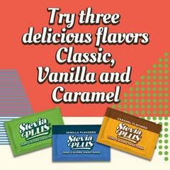 SweetLeaf Stevia Plus Vanilla Packets on a coffee setup for on-the-go use