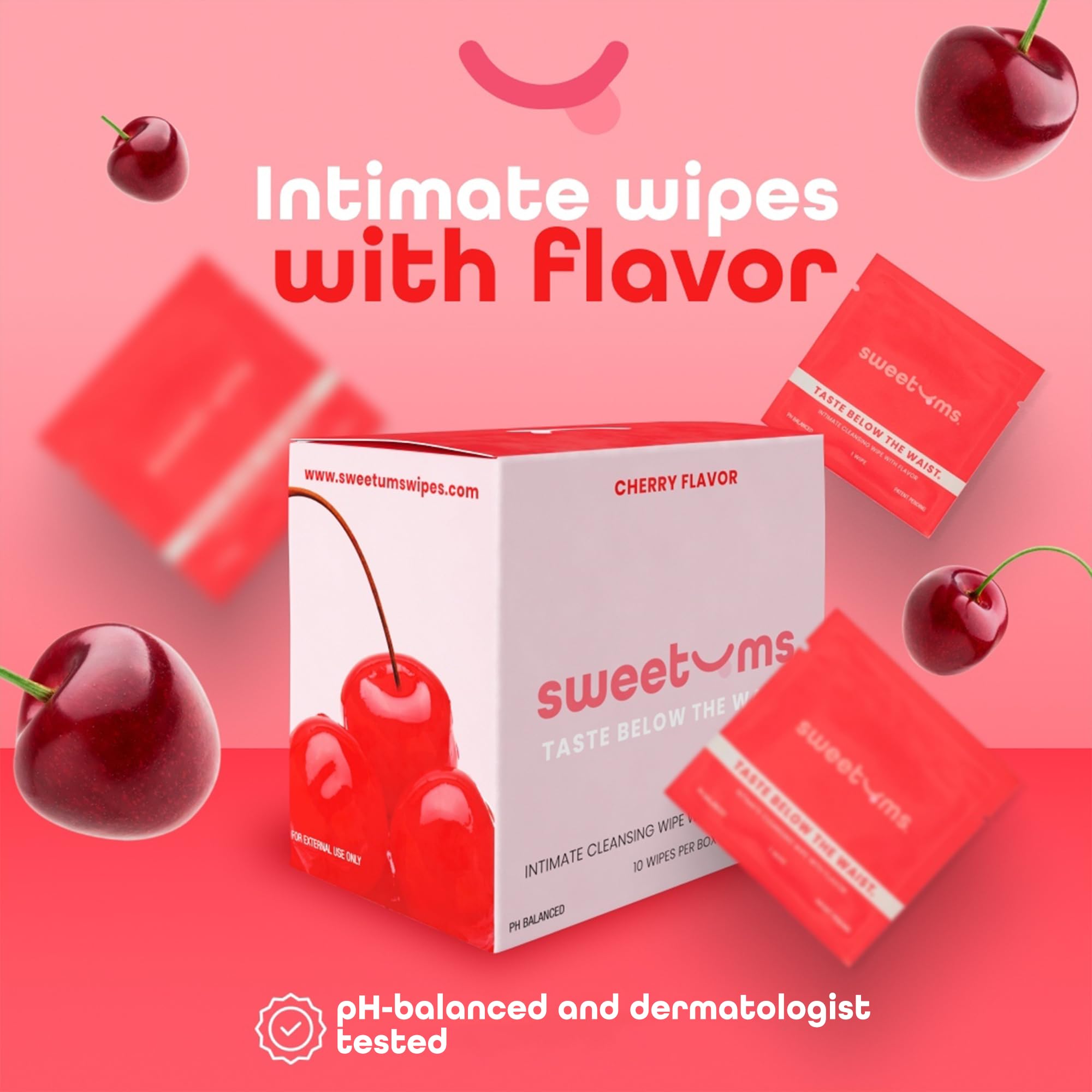 Sweetums feminine wipes individually wrapped for quick refresh anywhere.