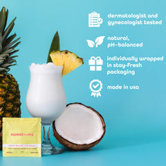 Sweetums wipe texture closeup shows soft material for comfortable daily cleansing.