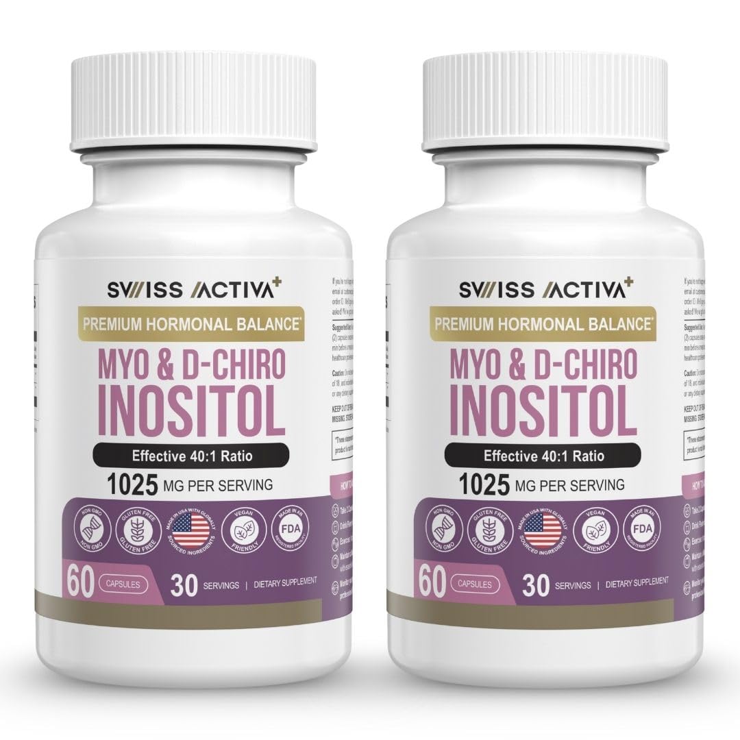 Bottle of Swiss Activa+ Labs Myo Inositol & D-Chiro Inositol supplement