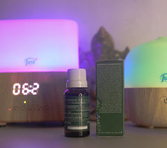 Product packaging next to bottle of Swiss Just Oil 31-20ml
