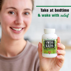Swiss Kriss herbal blend with sun-dried leaves highlighting natural ingredients.