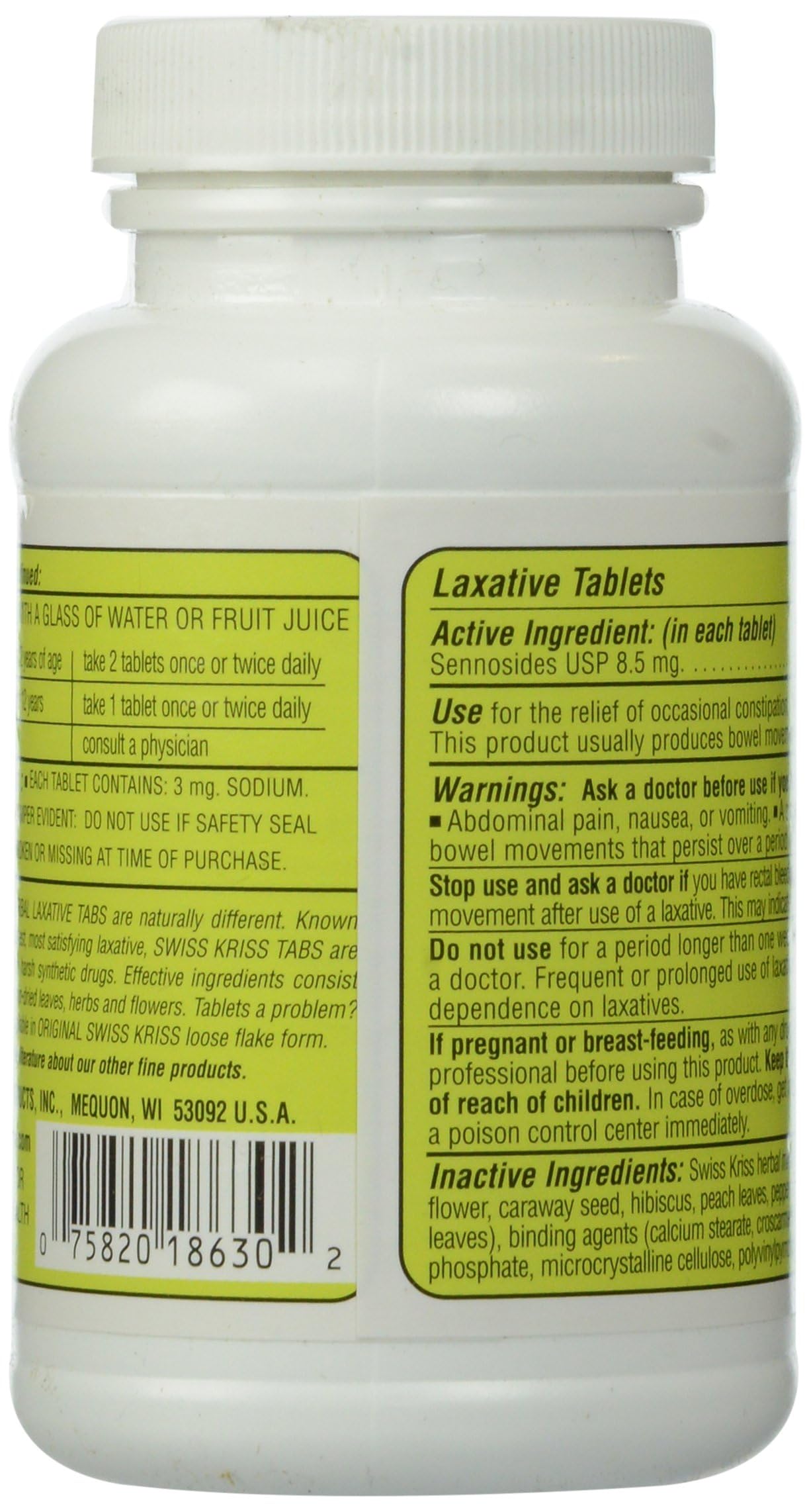 Swiss Kriss Laxative HRBL label-closeup highlights ingredients and trusted balance for digestion