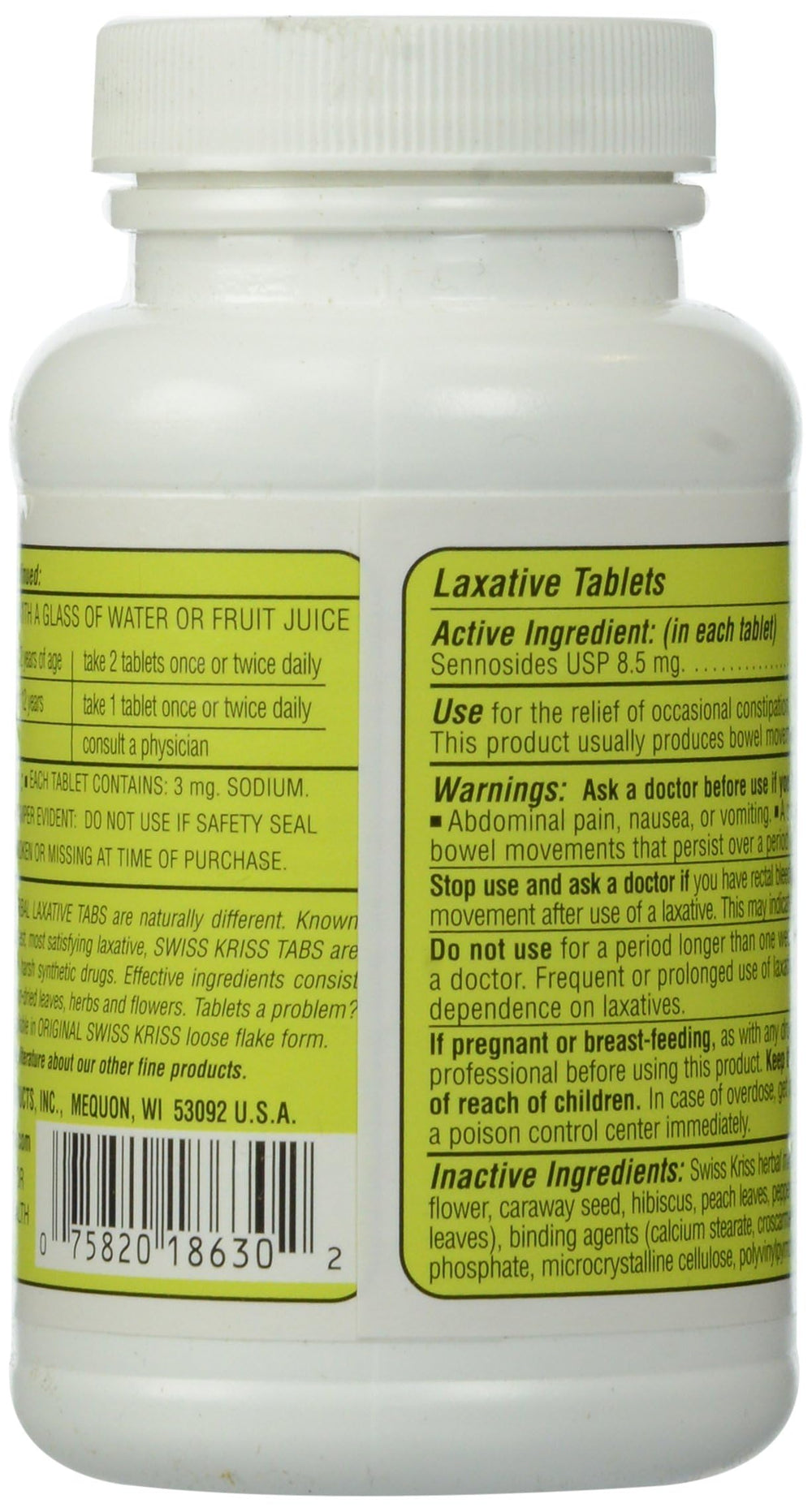 Swiss Kriss Laxative HRBL label-closeup highlights ingredients and trusted balance for digestion
