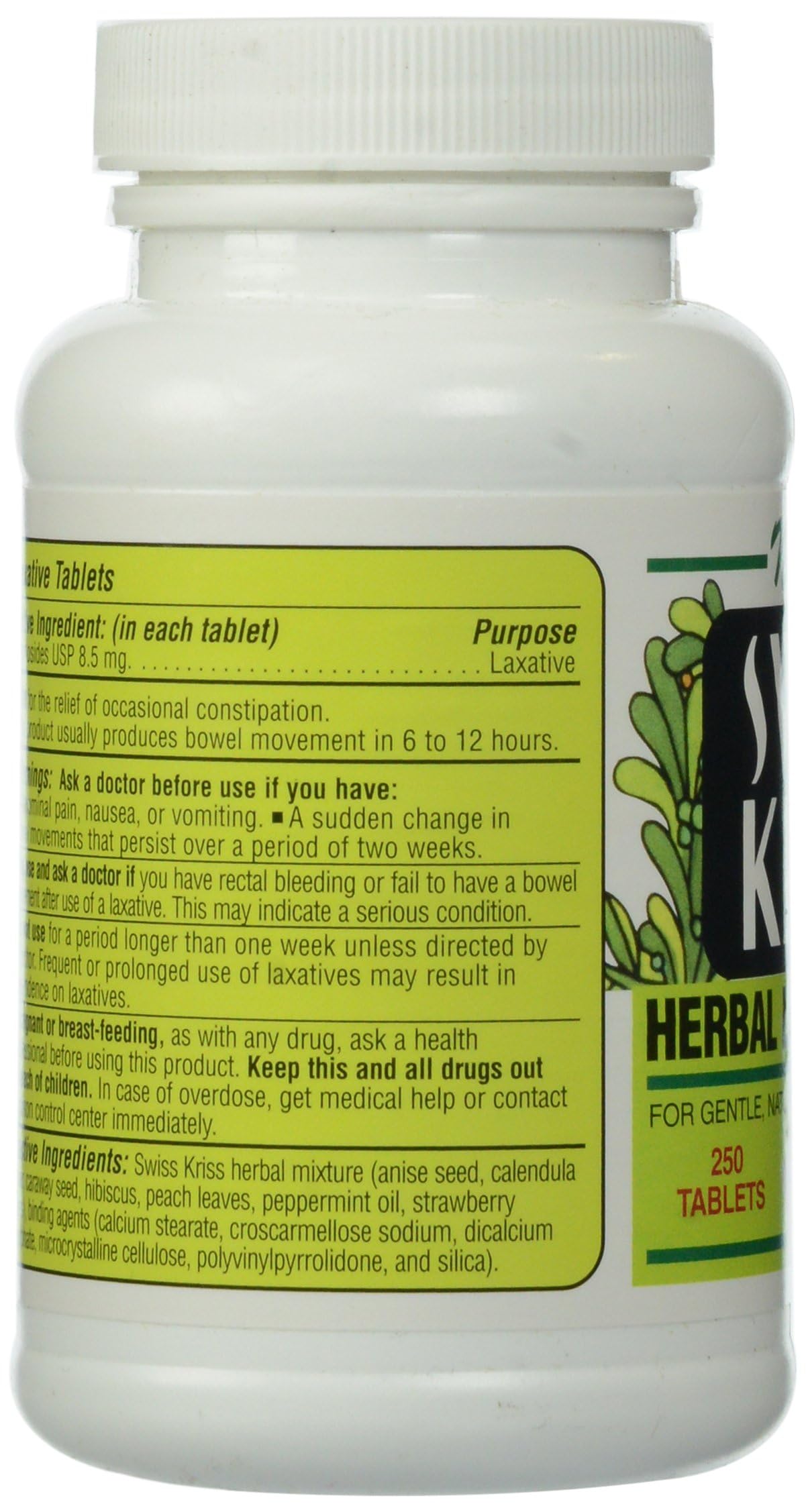 Swiss Kriss Laxative HRBL packaging emphasizes natural formula for everyday usability