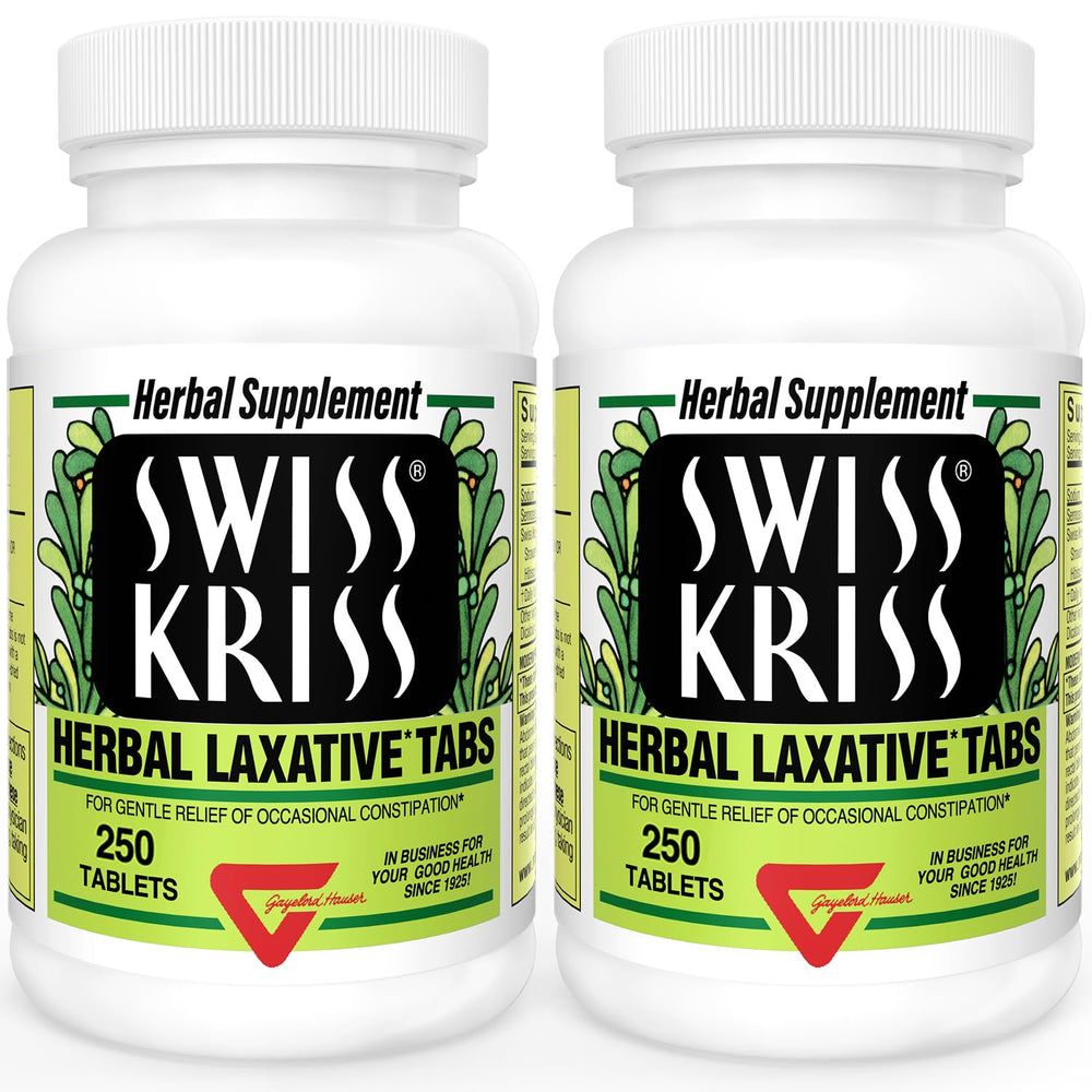Swiss Kriss pack-two-bottles offers convenient two-pack for gentle, occasional relief with natural herbs.