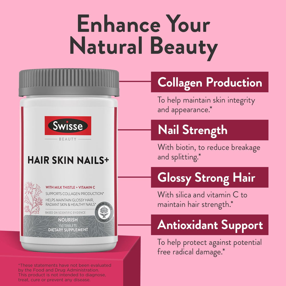 Product label showing Biotin, Milk Thistle and Vitamin C