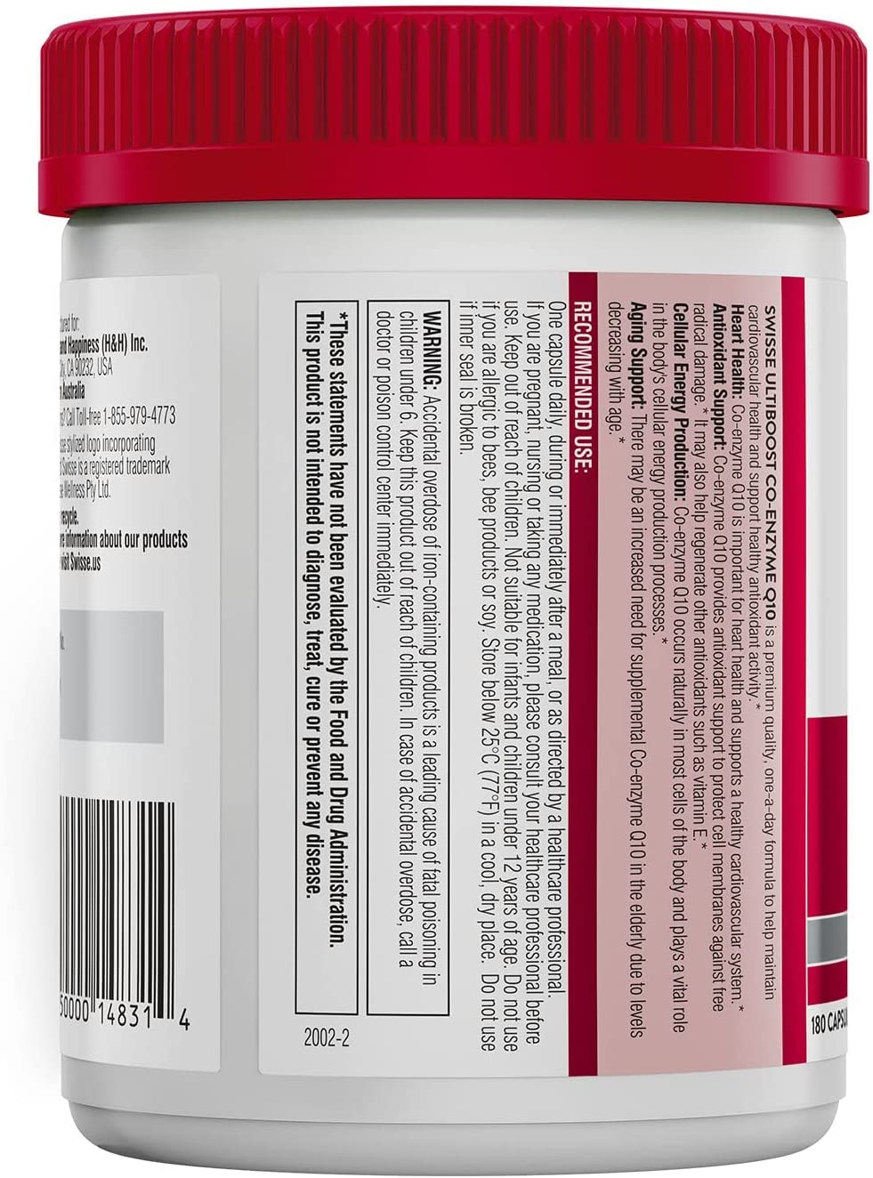 Packaging of Swisse CoQ10 showing 6-month supply (180 softgels)