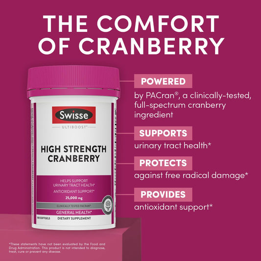 Swisse Cranberry Pills packaging and bottle close-up