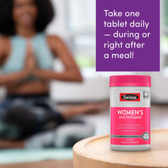 Active lifestyle image with Swisse multivitamin bottle