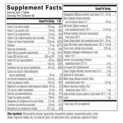 Nutritional information and ingredients list for Swisse 50+ multivitamin