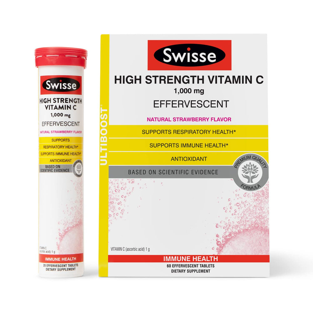 Swisse Vitamin C 1000mg dissolvable tablet ready to be dropped into water