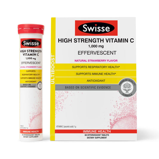 Swisse Vitamin C 1000mg dissolvable tablet ready to be dropped into water