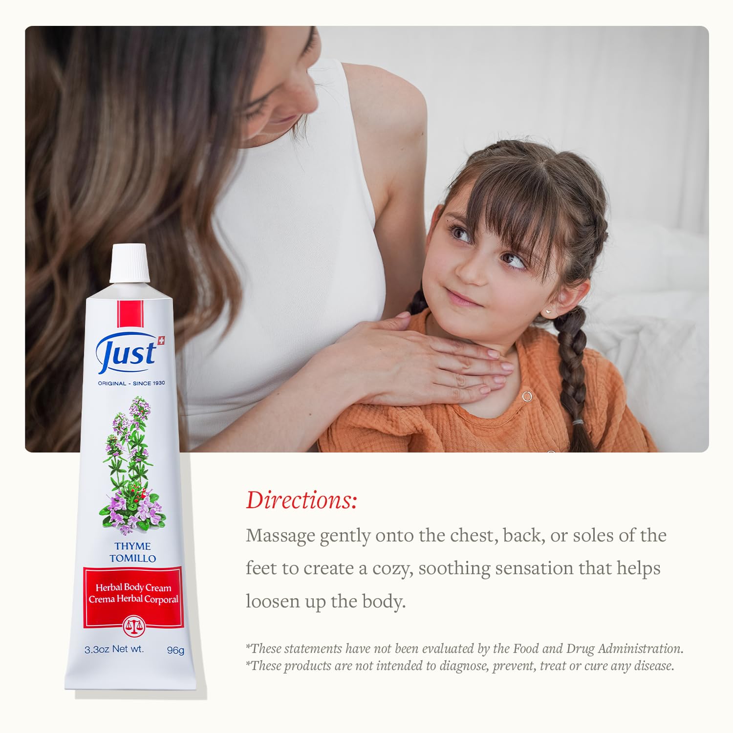 Applying SwissJust Thyme Cream to arm for massage