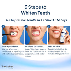 Mint ShineFoam foam applied to teeth