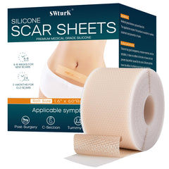 SWturK silicone scar sheets roll displayed for discreet all-day wear and scar management.