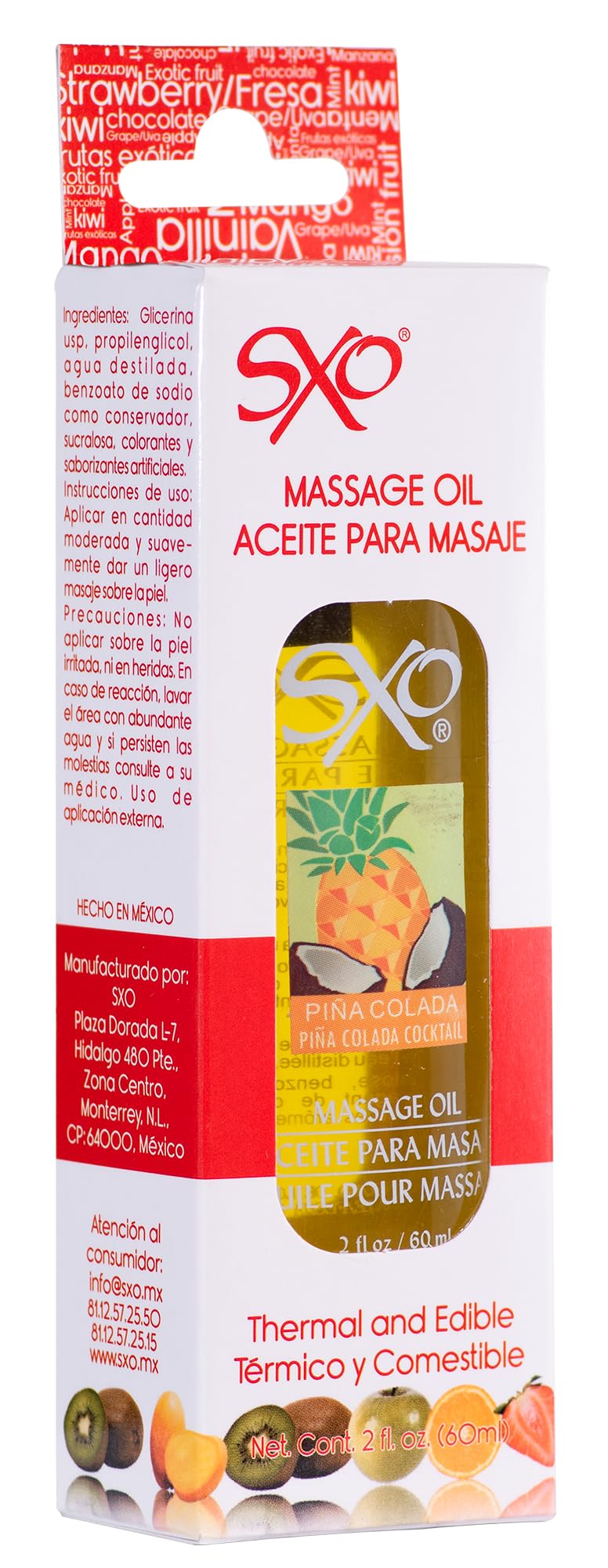 Pouring Piña Colada-scented massage oil
