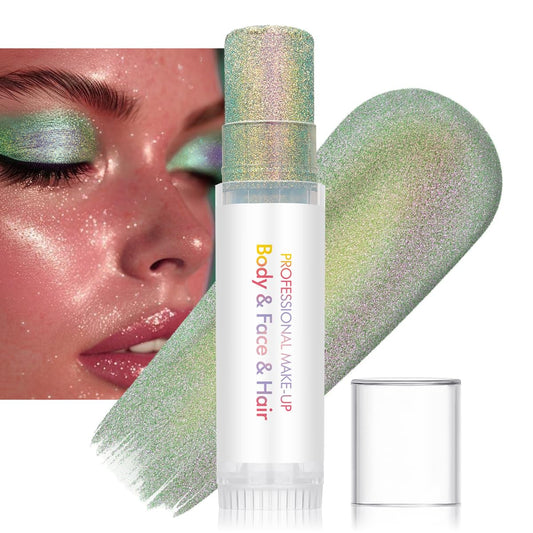 SYPAFG body glitter stick with green-purple shift for multidimensional light effects.