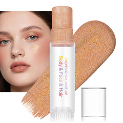 SYPAFG face glitter stick applied to cheeks for subtle or bold shimmer.