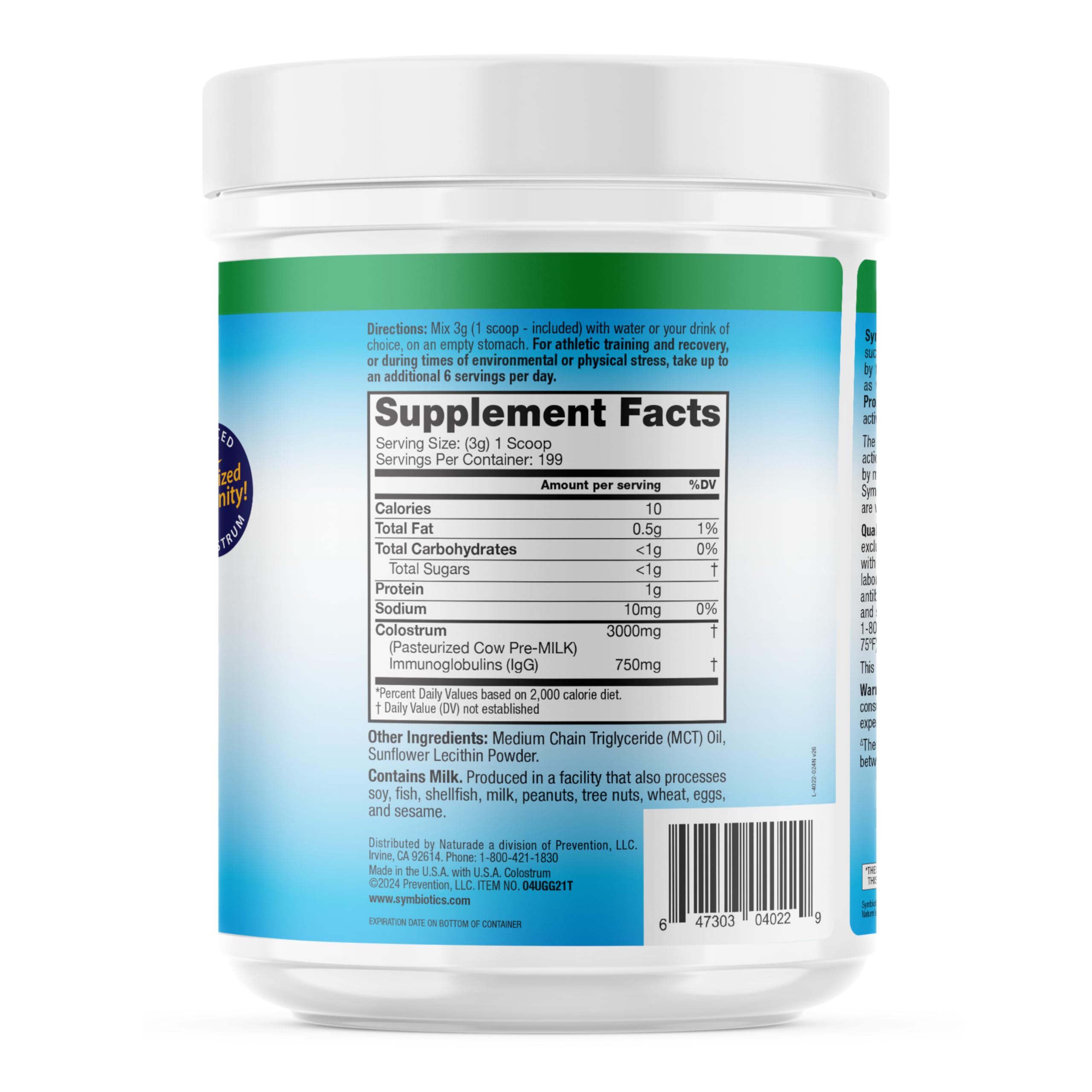 Symbiotics Colostrum Plus gut flora focus may support healthy balance.