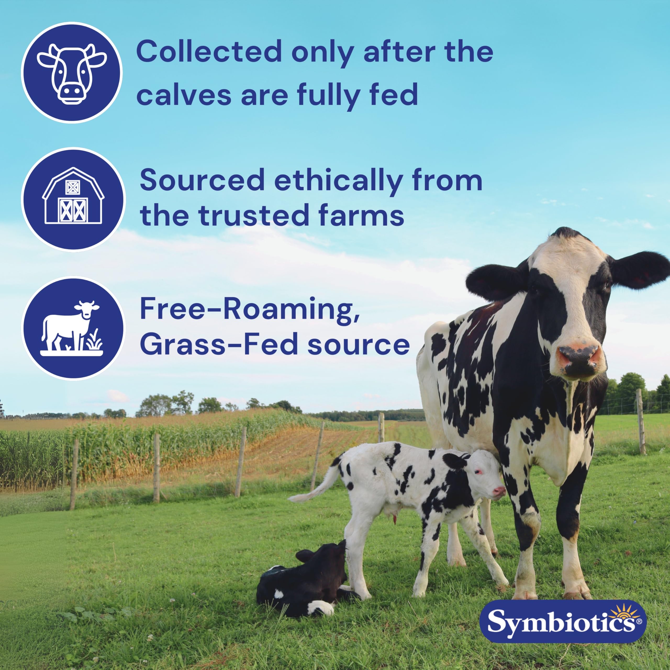 Symbiotics Colostrum Plus powder swirl reveals texture and mixability.