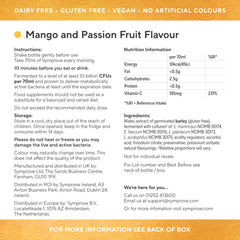 Glass of Symprove Mango and Passionfruit probiotic drink