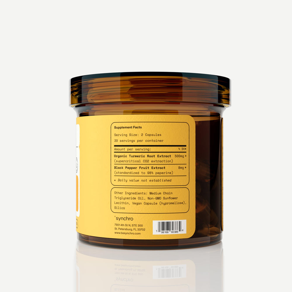 Lifestyle image of Synchro Gold turmeric capsules