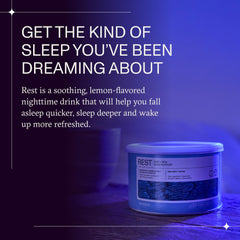 Prepared glass of warm water with Synchro Rest Sleep lemon powder