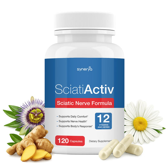 SYNERYA Advanced Sciatic Nerve Support bottle with 120 capsules