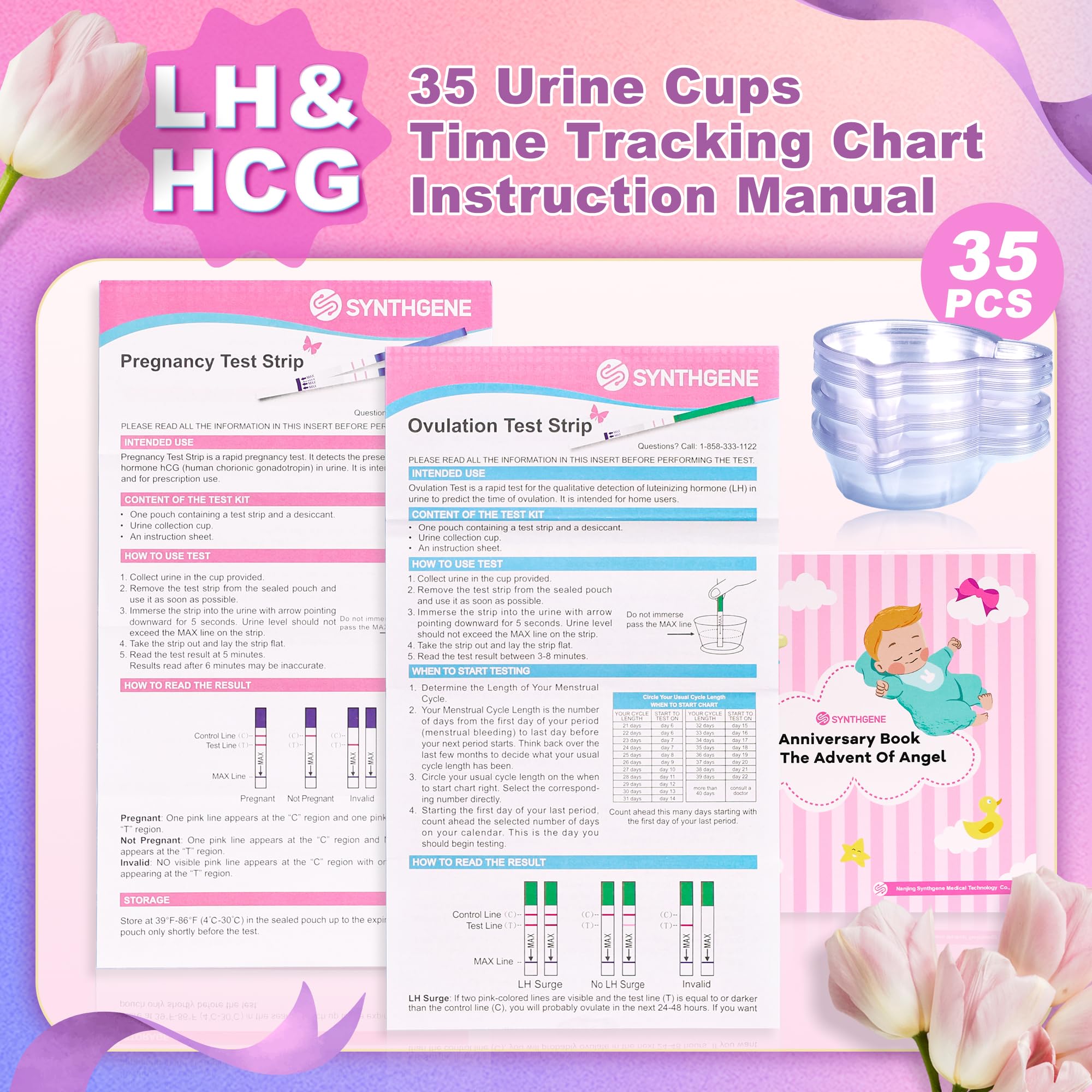 HCG pregnancy test strips included in the kit