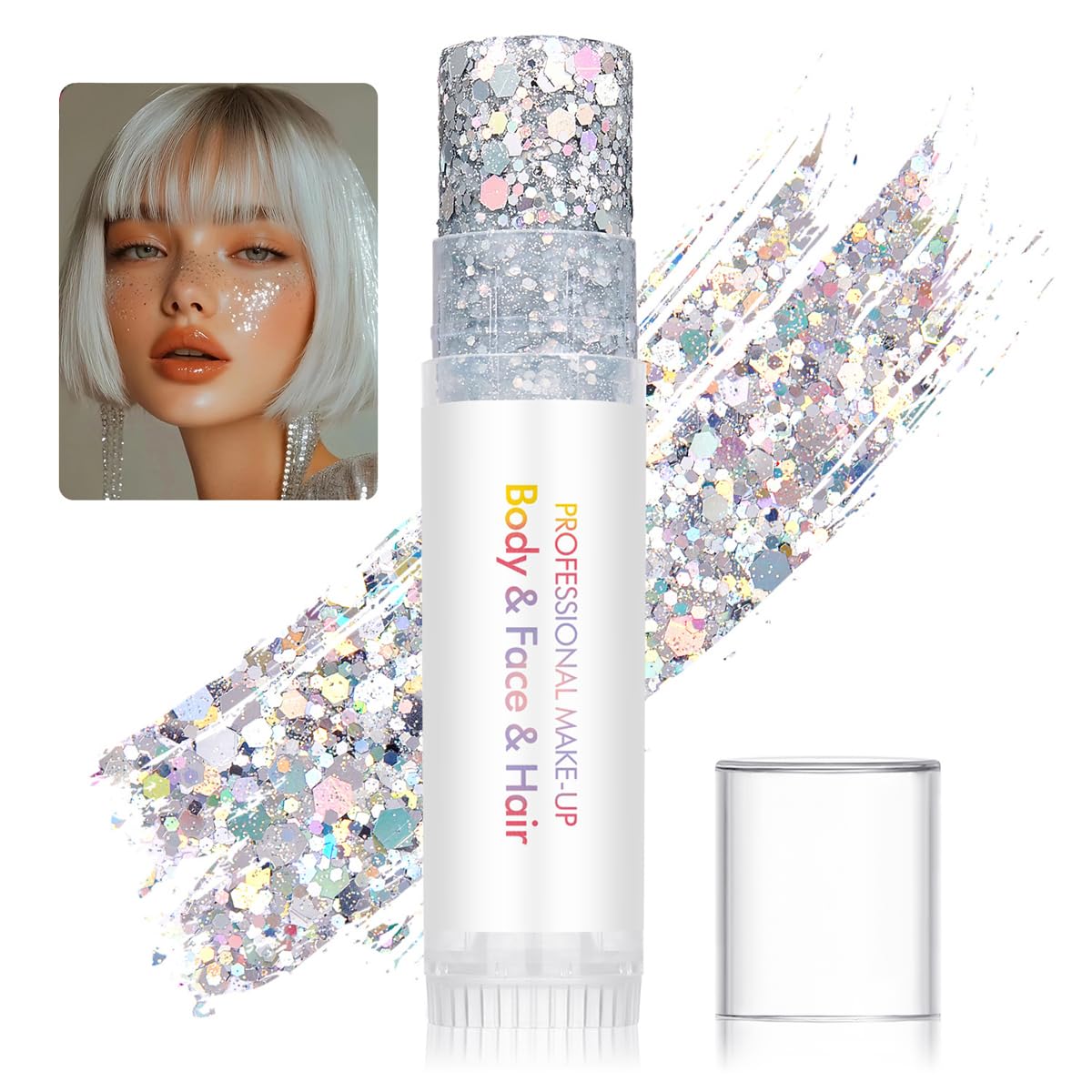SYPAFG glitter stick application close-up showing creamy texture for easy glide.