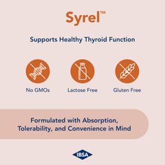 Infographic highlighting 100 mcg selenium and 5 mg BioPerine in Syrel