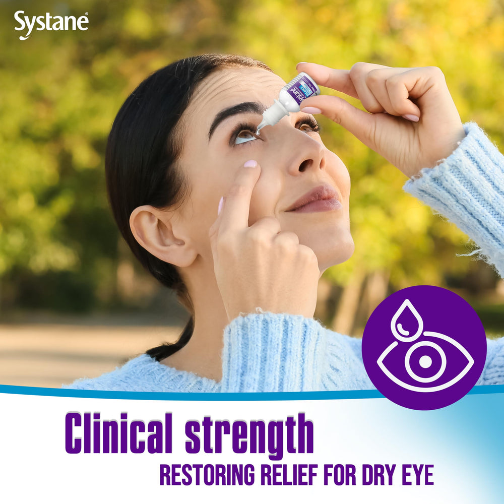Systane Balance box packaging highlights clinical-strength therapy for dry eye