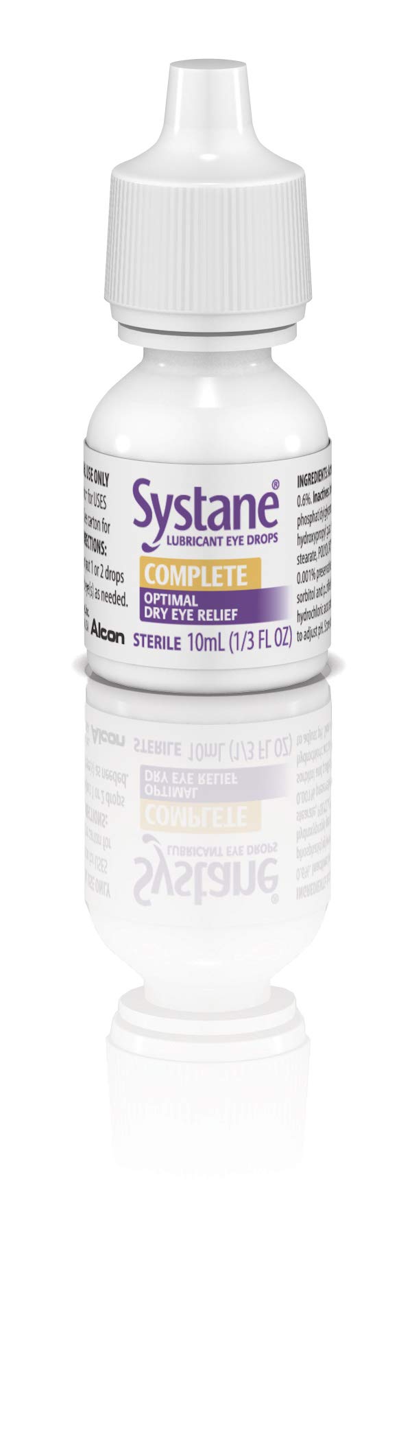 Systane Complete nano-droplets close-up shows protective matrix across the eye surface.