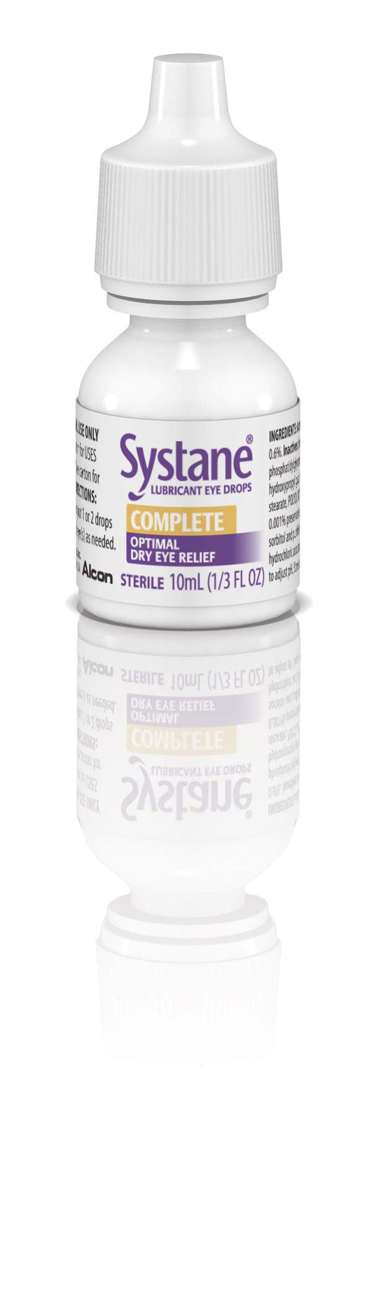 Systane Complete nano-droplets close-up shows protective matrix across the eye surface.