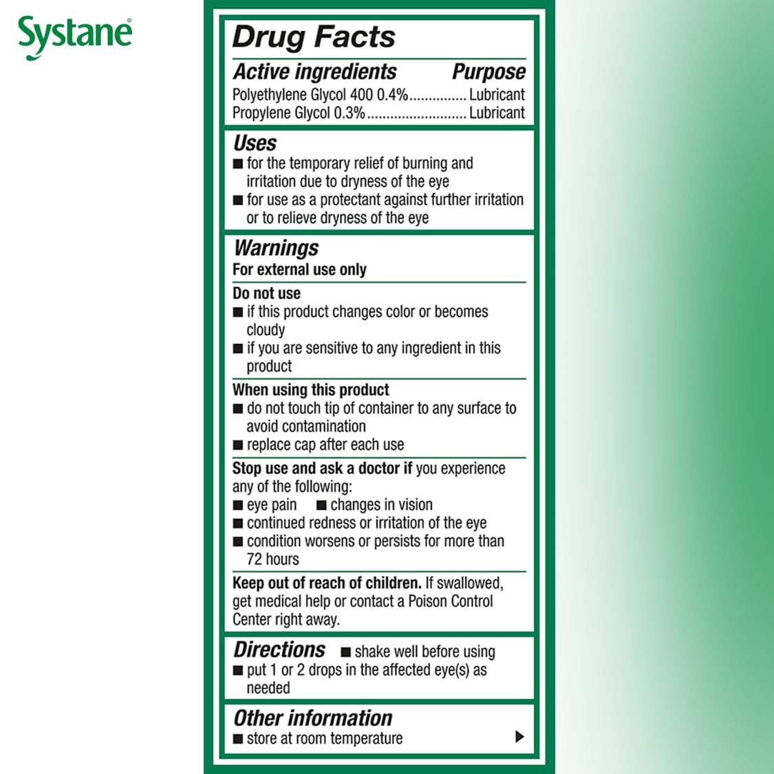 Systane gel drops eye application demonstrates shield-like coverage and gentle wear.